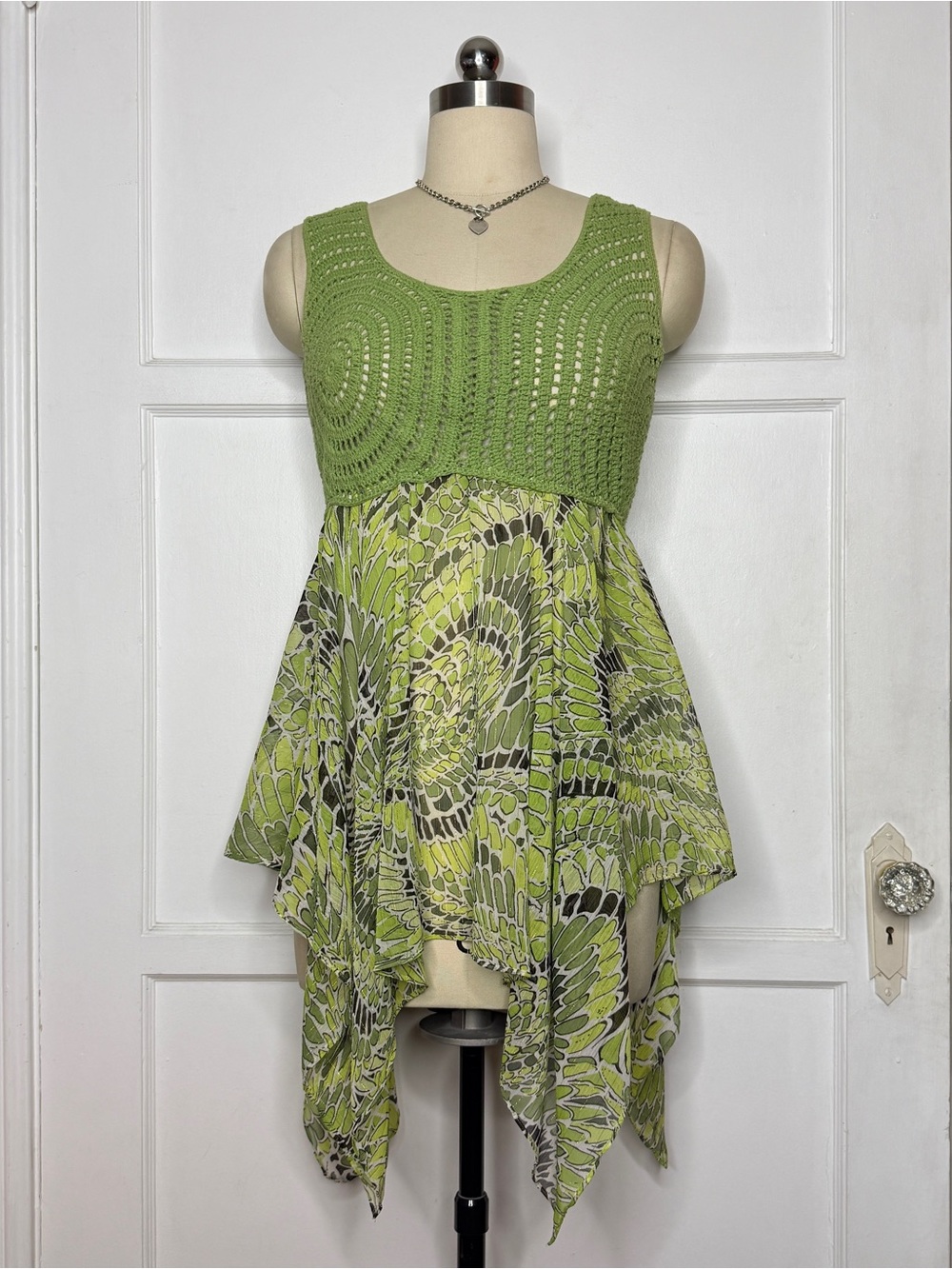 Green crochet fairy top